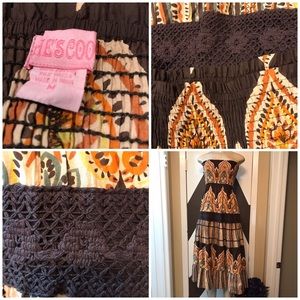 She,s cool brown multi midi 100% cotton dress.